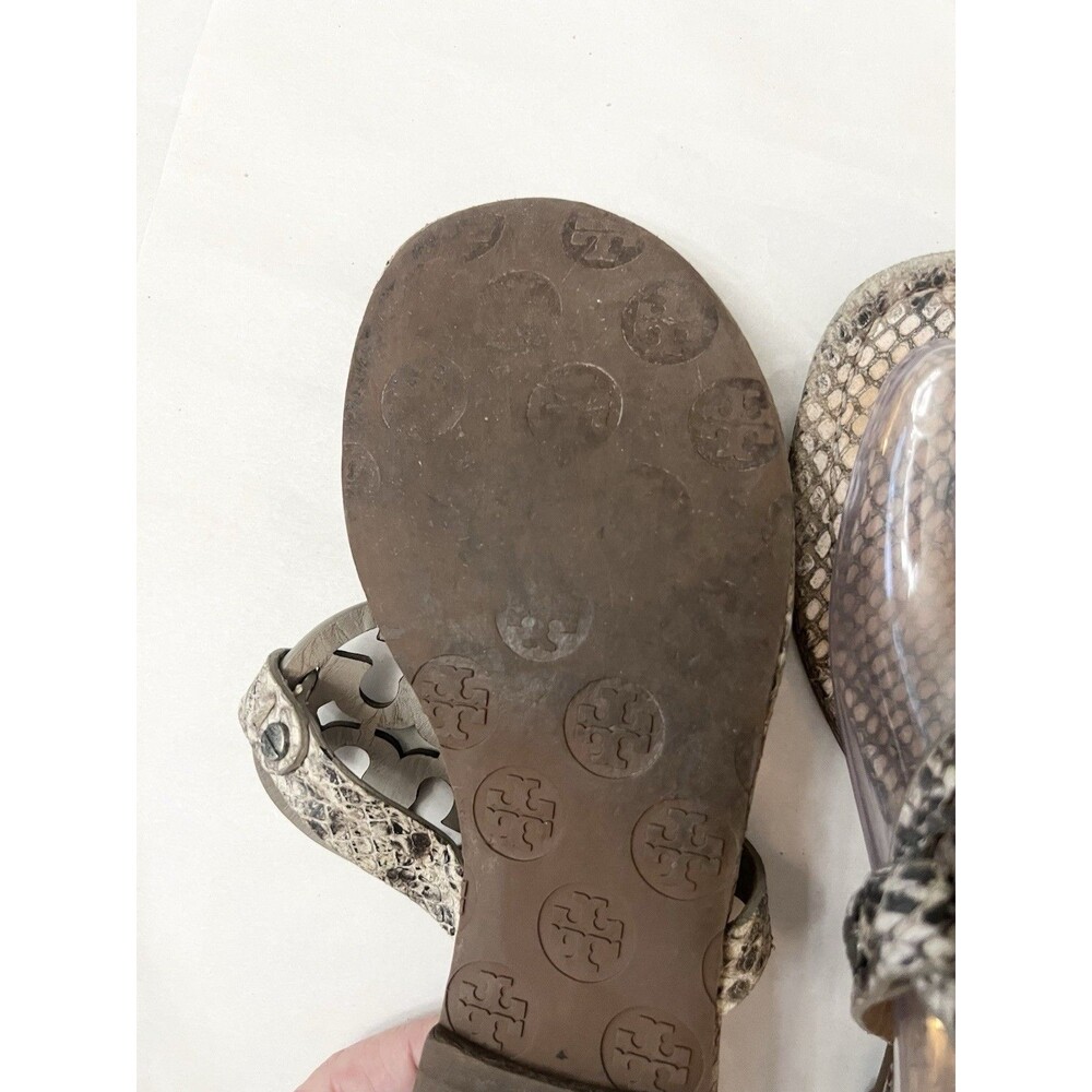 TORY BURCH Miller Thong Snakeskin Python Sandals $235 Size 8 - Picture 5 of 9